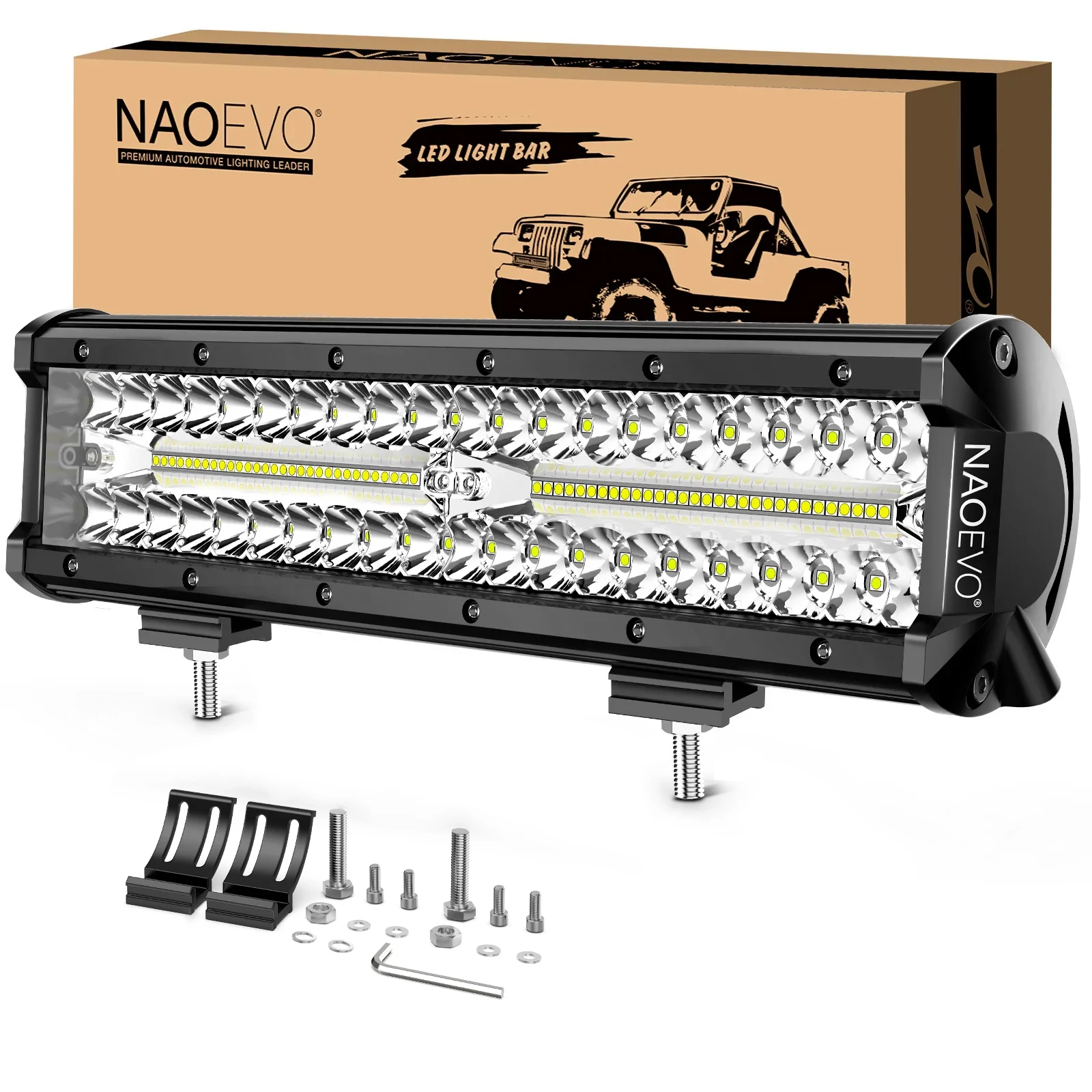 

NAOEVO 12 Inch Car LED Light Offroad 4x4 Spotlights Fog Lamp WorkLight LED Bar For Truck Tractor Boat motorcycle Headlights