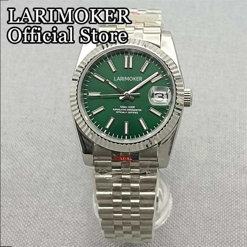 

LarimokeR 36mm39mm NH35A green Dial Automatic Selfwinding Men's Watch Band Luminous Screw Crown Baton Hand