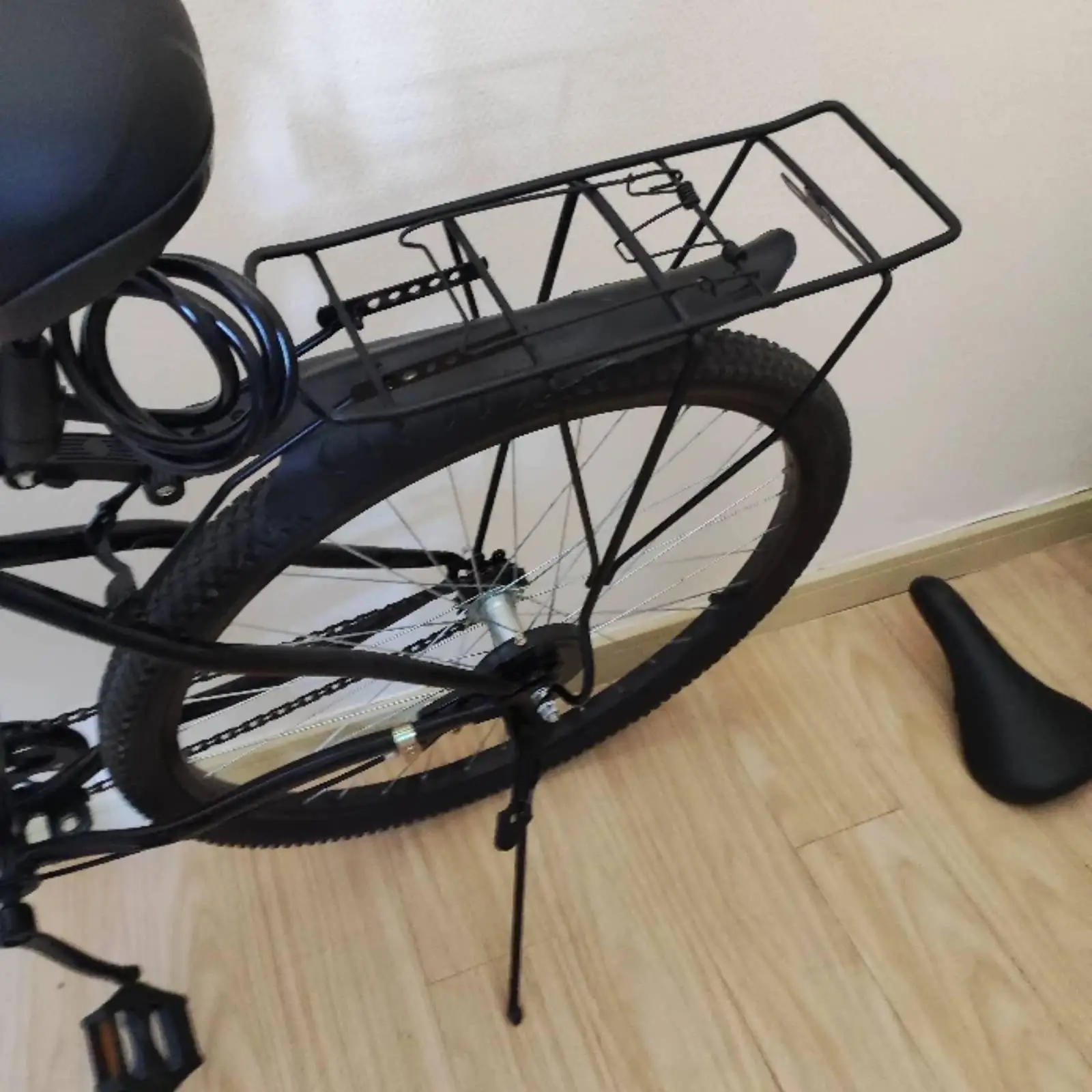 Rear Mount Bike Cargo Shelf for Adult Bicycle Strong Steel Build Adds Convenient Carrying Space Behind Seat