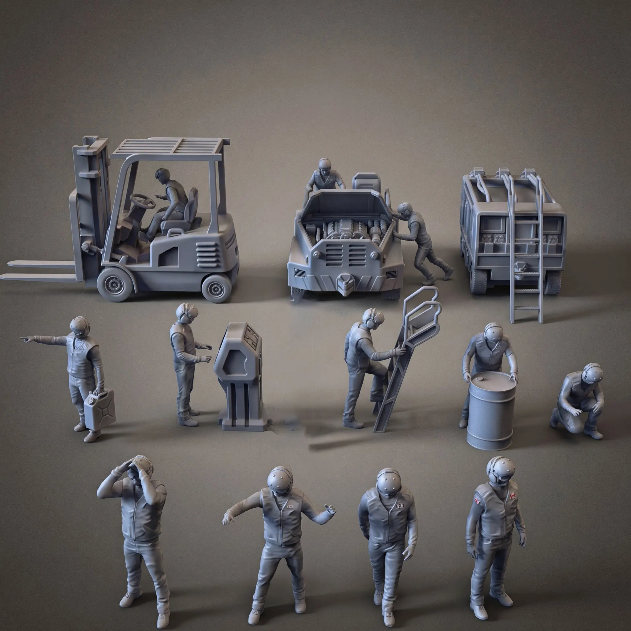 1/35 1/32 Scale Military Soldiers Resin Model Unpainted 12pcs Ground Crew Figures