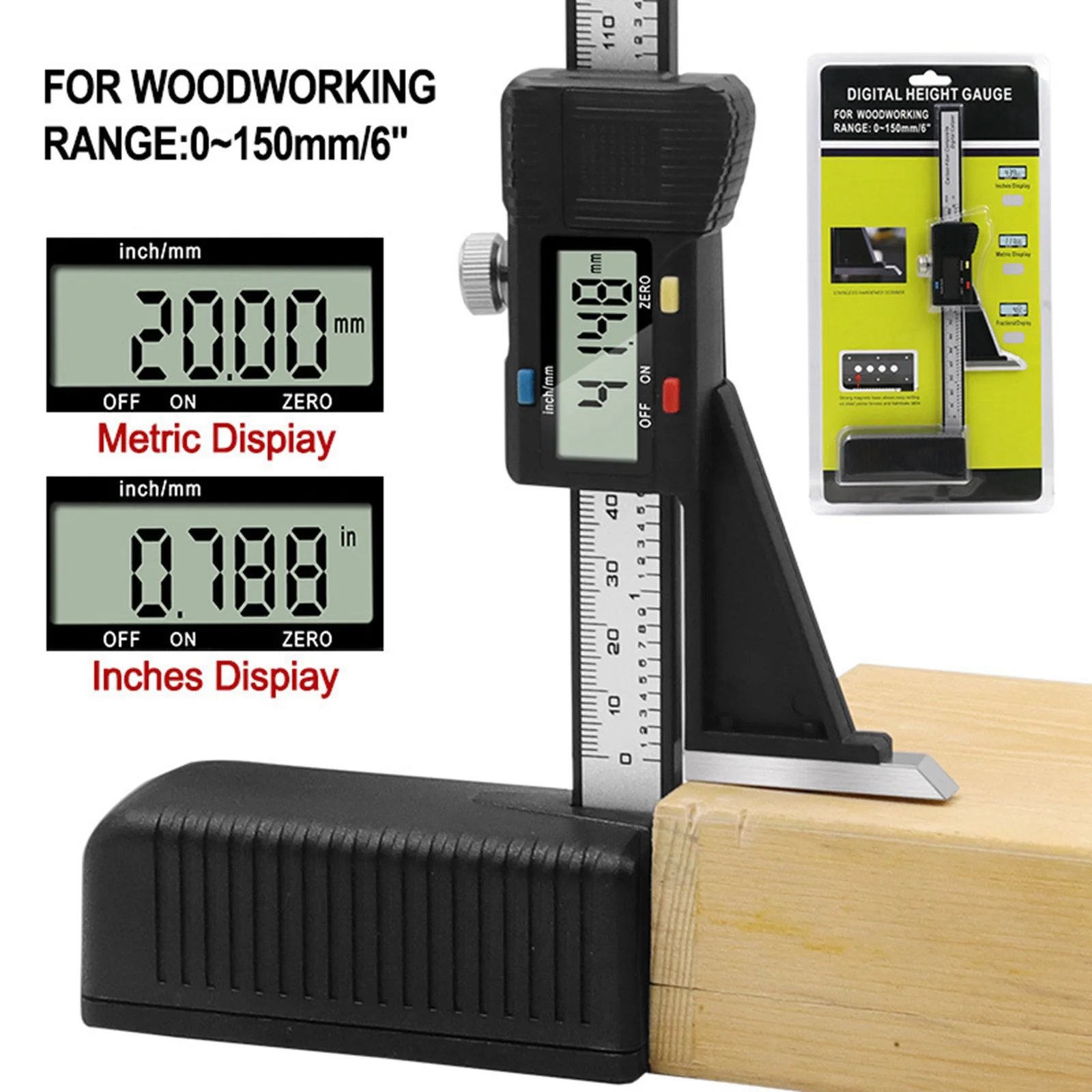 0-150mm Digital Height Gauge Electronic Height Gauge Vernier Caliper Ruler Wood Table Marking Ruler Woodworking Measuring Tools