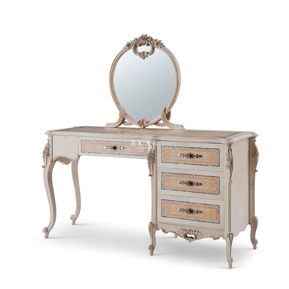 Luxury Classic Hand Carved Make up Table Dressing Table Make up Dresser Bedroom Furniture Dressing Table With Mirror