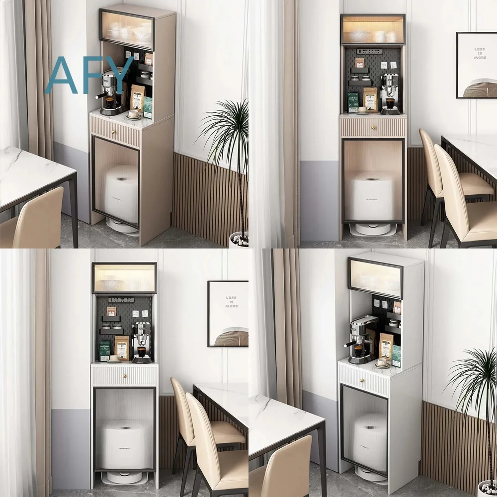 Sideboard for Small Apartment High Cabinet for Sweeping Robot Storage Shelf Modern Minimalist Living Room Organizer Space