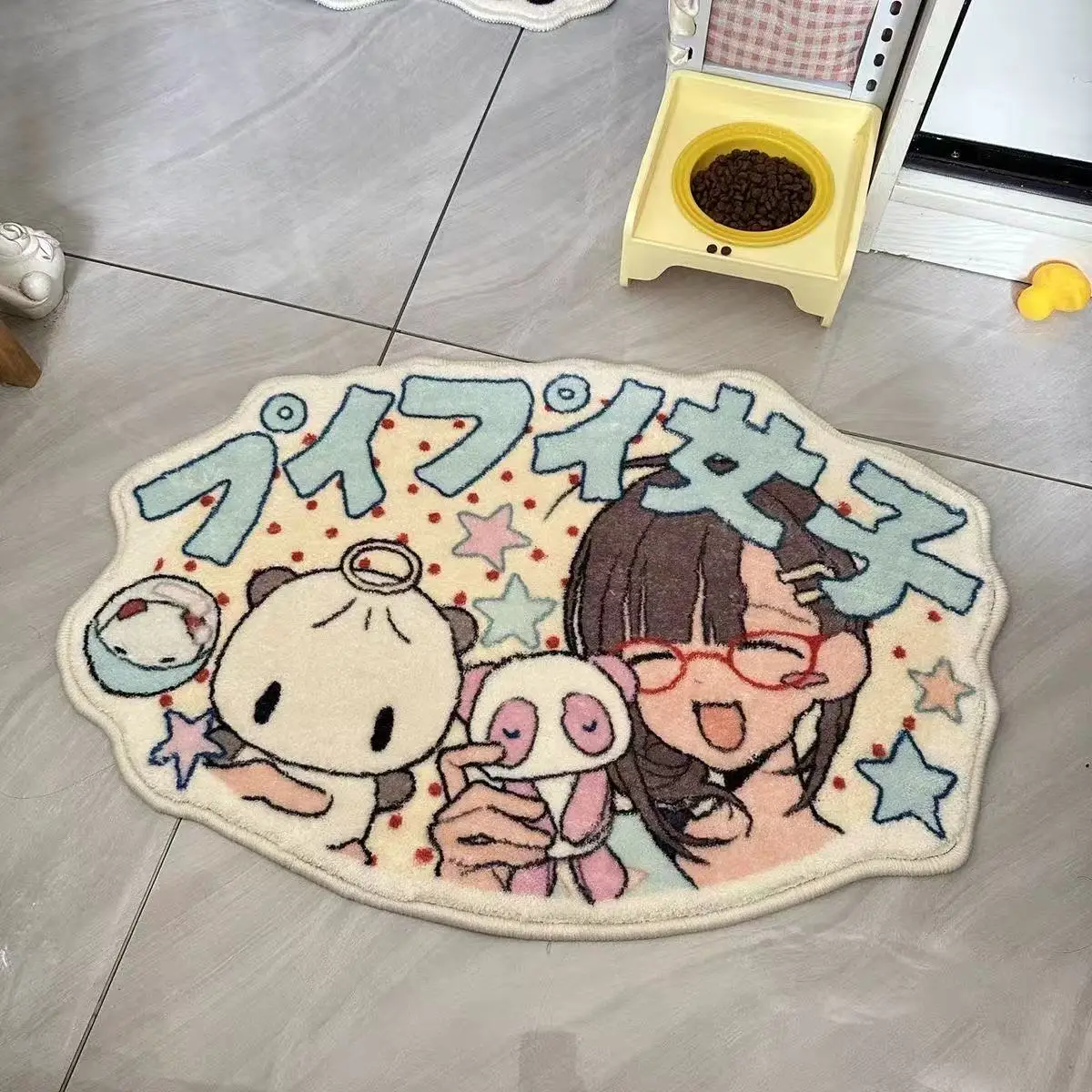 Cute Cartoon Carpet Girl Floor Mat Bedroom Plush Bedside Imitation Cashmere Foot Mat Foot Coffee Table Anti-Slip Room Decoration