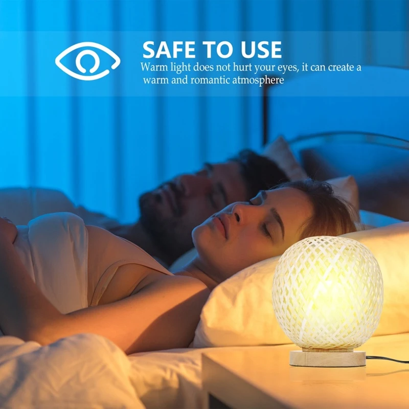 Lampada da tavolo in rattan di bambù Lampada da comodino in stile giapponese Lampada da scrivania Camera da letto Decorazione fai da te Spina europea