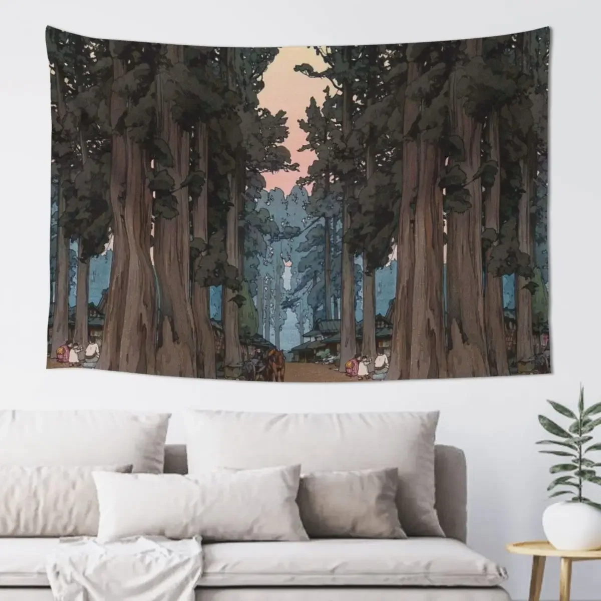 Avenue of Sugi trees - Yoshida Hiroshi Tapestry Decoration For Home Anime Decor Home Decor Aesthetic Tapestry