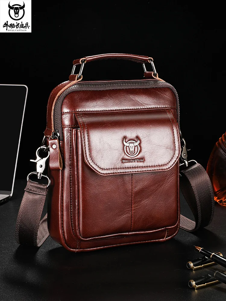 حقيبة كتف رجالية جديدة حقيبة كروس على الطراز القديم عالية الجودة من جلد البقر للرجال حقيبة رسائل سفر خارجية متعددة الوظائف #3