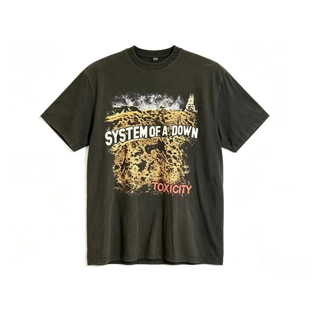 System of A Down Toxicity 2001 North American Tour Pure Cotton T-shirt  Rock Band Printed Casual Short Sleeve Tees for Men Women