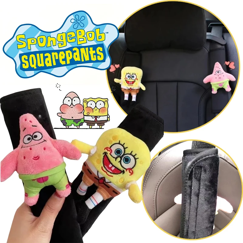 SpongeBob Car Shoulder Pad Cover Patrick Cartoon Interior Decoration Safety Belt Cover Shoulder Bag Strap Breathable Protection