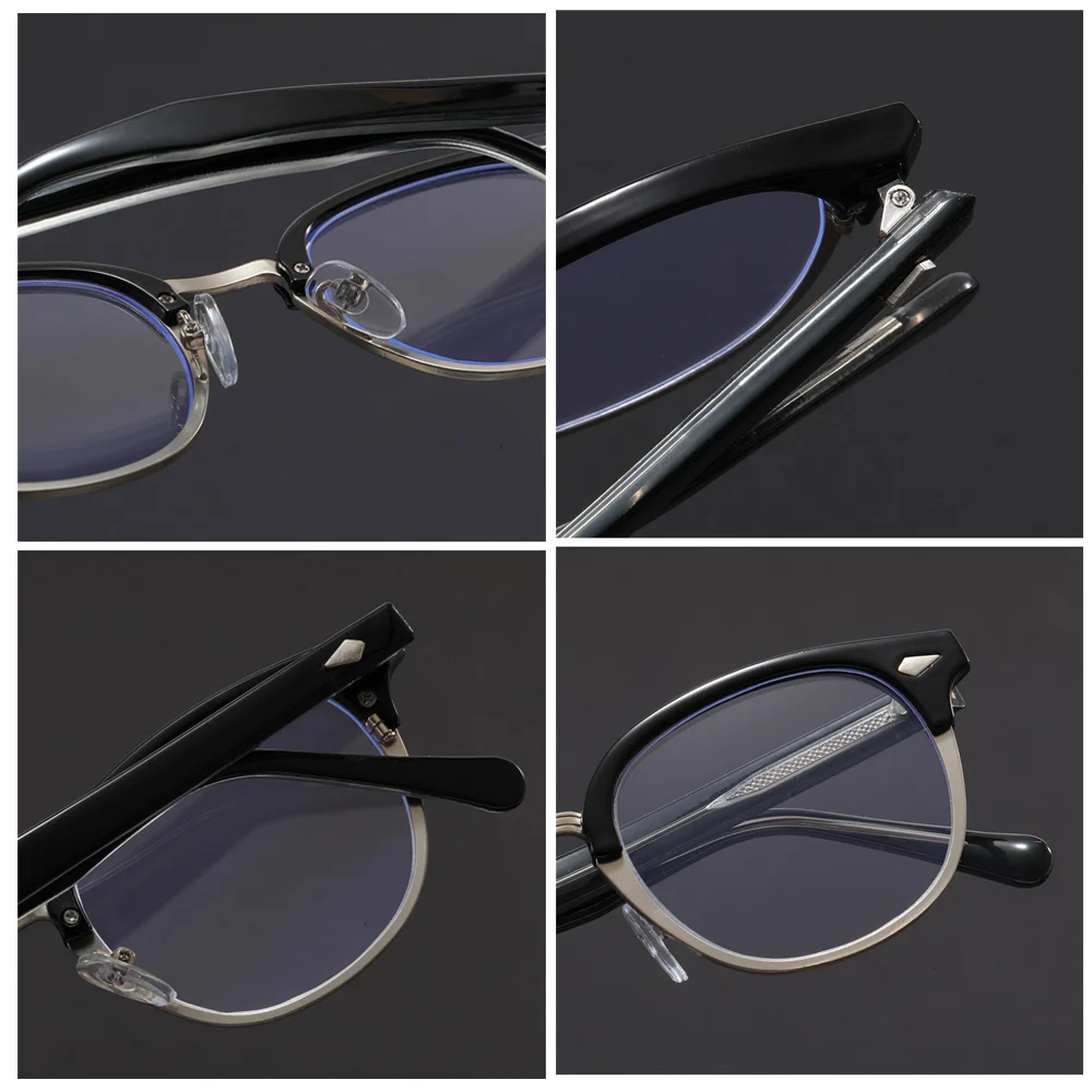 VIVIBEE Retro Semi-rimless Blue Light Blocking Glasses Men\'s Computer Anti Screen Filter Eyeglasses Gaming Women Square Eyewear