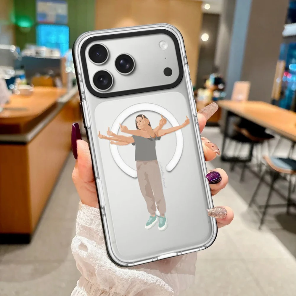 

Funny Cartoon White Border Magnetic Impact Cover for IPhone 13 14 15 16 17 Pro Max Case for IPhone 17 Air