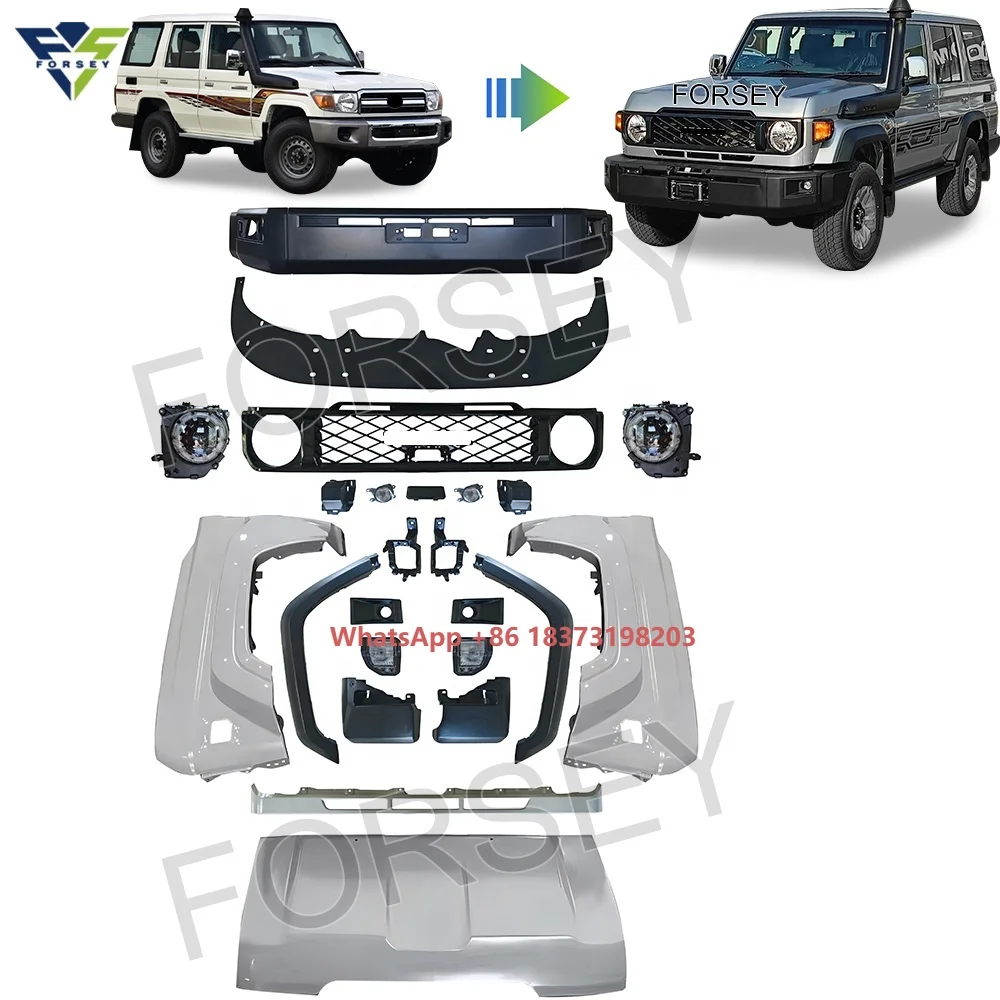 

Upgrade Body Kit Car Bumper Hood Bodykit Headlight 2014-2023 for Toyota Land Cruiser to 2024 LC76 Body Kit