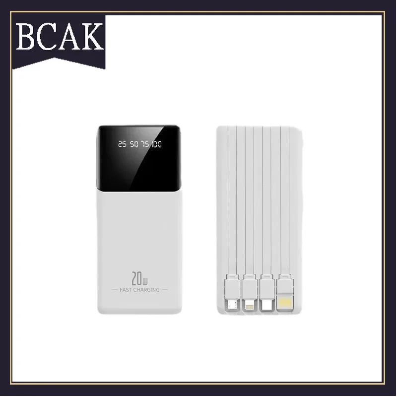 

BCAK поставляется с собственным кабелем, съемным кабелем, зеркальным аккумулятором большой емкости, 20 000 мАч, быстрая зарядка, мобильное питание для Iphone