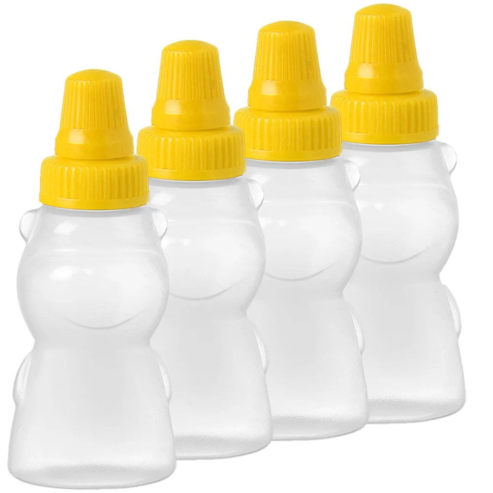 

4 Pcs Mini Bear Sauce Bottles Small Containers Easy Squeeze Soft Body PE Material Kitchen Dining Accessories