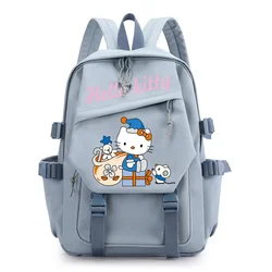 Sanrio Olá Kitty estudante mochila, Casual Cartoon leve computador lona mochila, bonito, novo