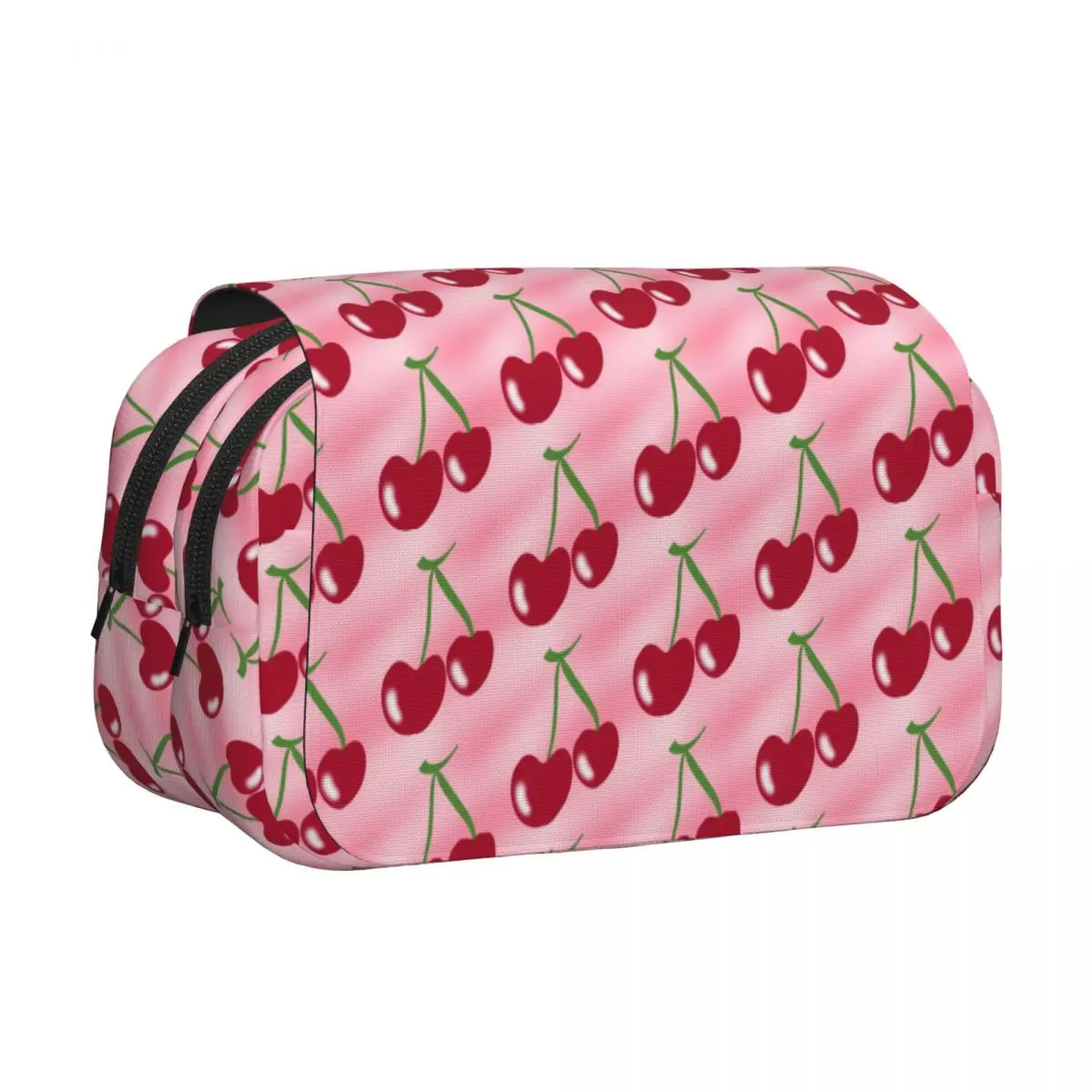 Red Cherry Green Stems Pink Pencil Cases Pen Holder Hard Shell Leather Large Storage Pen Box Pencil Bag for Boys Girls School
