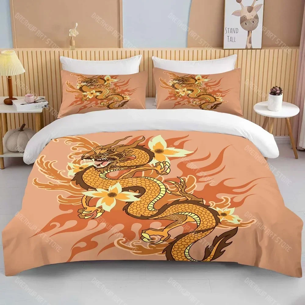 2026 Chinese Dragon Bedding Set 3pcs For Kids Red Dragon And White Cloud Print Comforter Cover Mythology Microfiber Duvet Cover