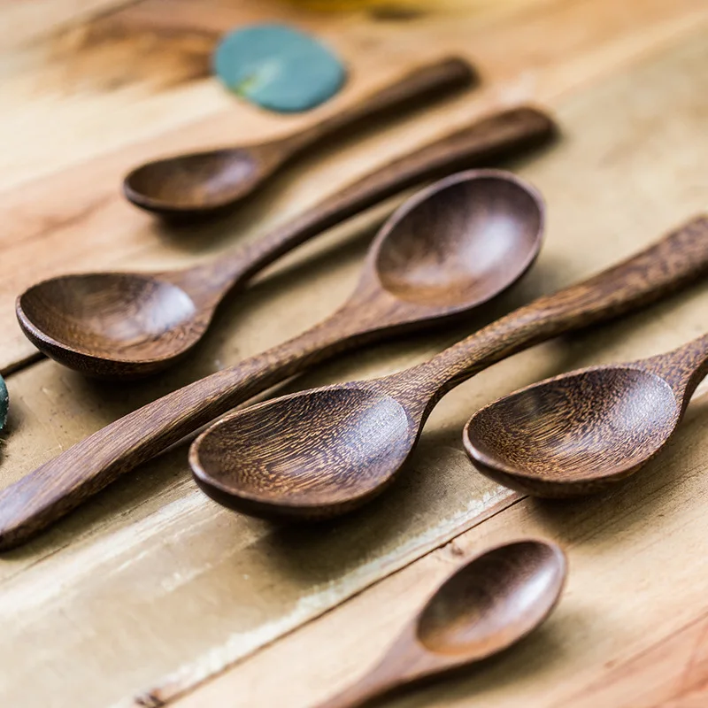 Wooden Spoon Chicken Wings Wooden Lacquer and Wax Free Solid Wood Small Spoon Soup Size Wooden Spoon Small Spoon