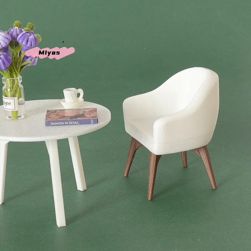 

1/12 Scale Dollhouse Mini Armchair Model Living Room Furniture Decoration for Dolls House Micro Scene Construction Props