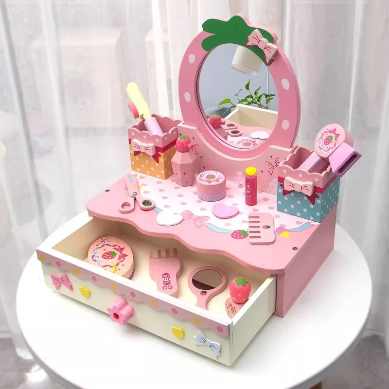 

Birthday gift princess dresser cosmetic table toy wooden simulation