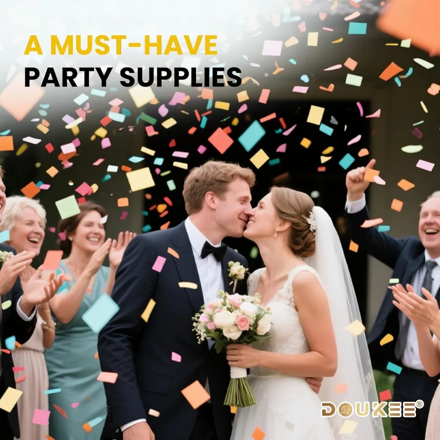 النثار القابل للتحلل الحيوي مدفع Poppe DOUKEE متعدد الألوان النثار مطلق النار حفلة بوبر 2PK للاحتفال بعيد ميلاد التخرج جديد