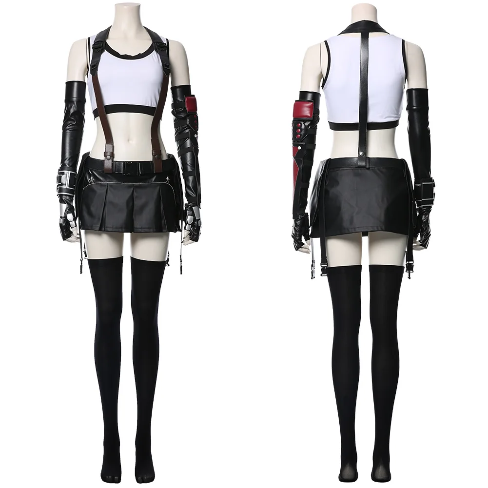 Final Fantasy Tifa Lockhart Cosplay Kostüm Top Hosen Rock Hose Bein Frauen Mädchen Sexy Outfits Fantasia Halloween Karneval Anzug