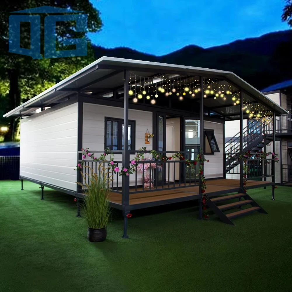Customized Flat Garden Cabin Outdoor Home Camping House China 20 Ft 30 Ft 40 Ft Container House With Terrace