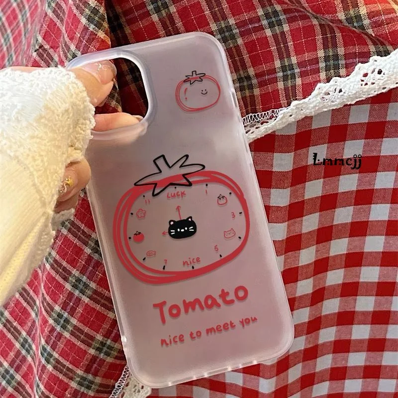 Capa de Telefone Lmmcjj Tomato Cat para iPhone 15 Pro 17 Air 12 14 Pro Max 13 Mini 16 Plus 11 XR XS Max X