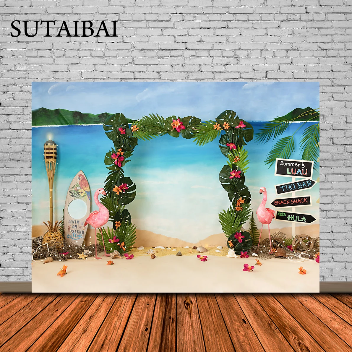 Summer Backdrops Tropical Palms Trees Sea Beach Travel Bus Photography Backgrounds Birthday Photophone for Photo Studio