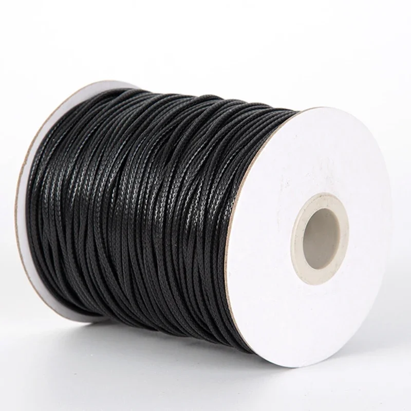 0.5/0.8/1.0/1.5/2/2.5/3.0mm Black Waxed Cord Rope PU Leather Thread String Strap Necklace Rope for Jewelry Making DIY Bracelet
