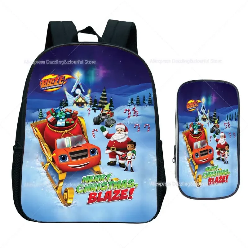 Blaze and the Monster Machines Backpacks 2Pcs Kids Set Bag with Pencil Case Boys Girls Kindergarten Rucksack Children Bookbags