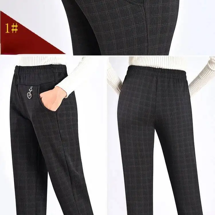 Middle-aged Women's Trousers Spring Autumn High Elastic Waist Straight Pants Female Loose Casual Mom Pants Pantalon Femme 5XL