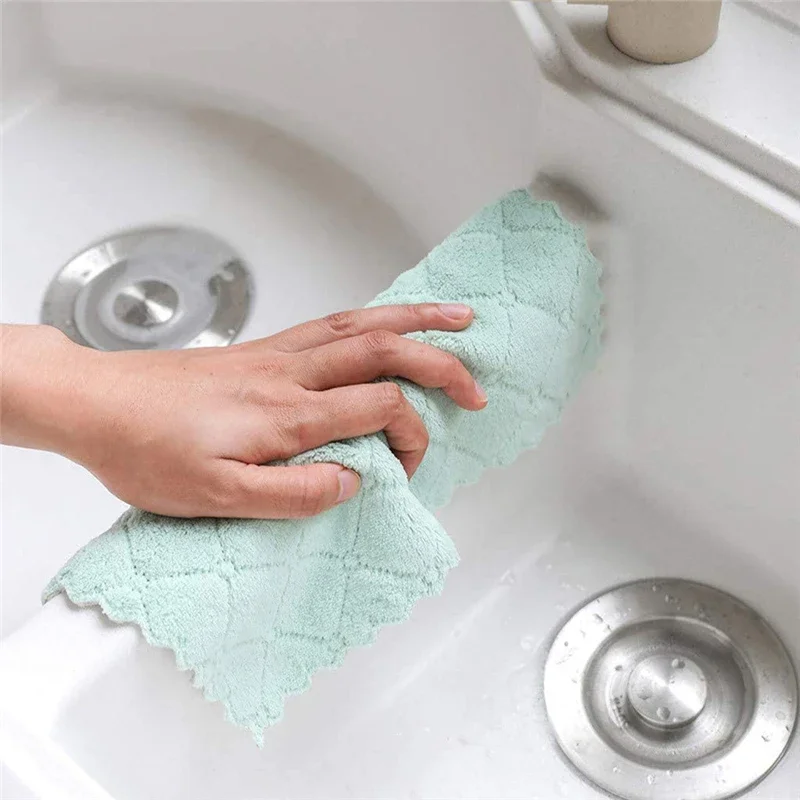 High Quality Super Absorbent Coral Velvet Microfiber Fast Drying Dish Cloth Household Cleaning Towel Kitchen Cloth Dish Towels