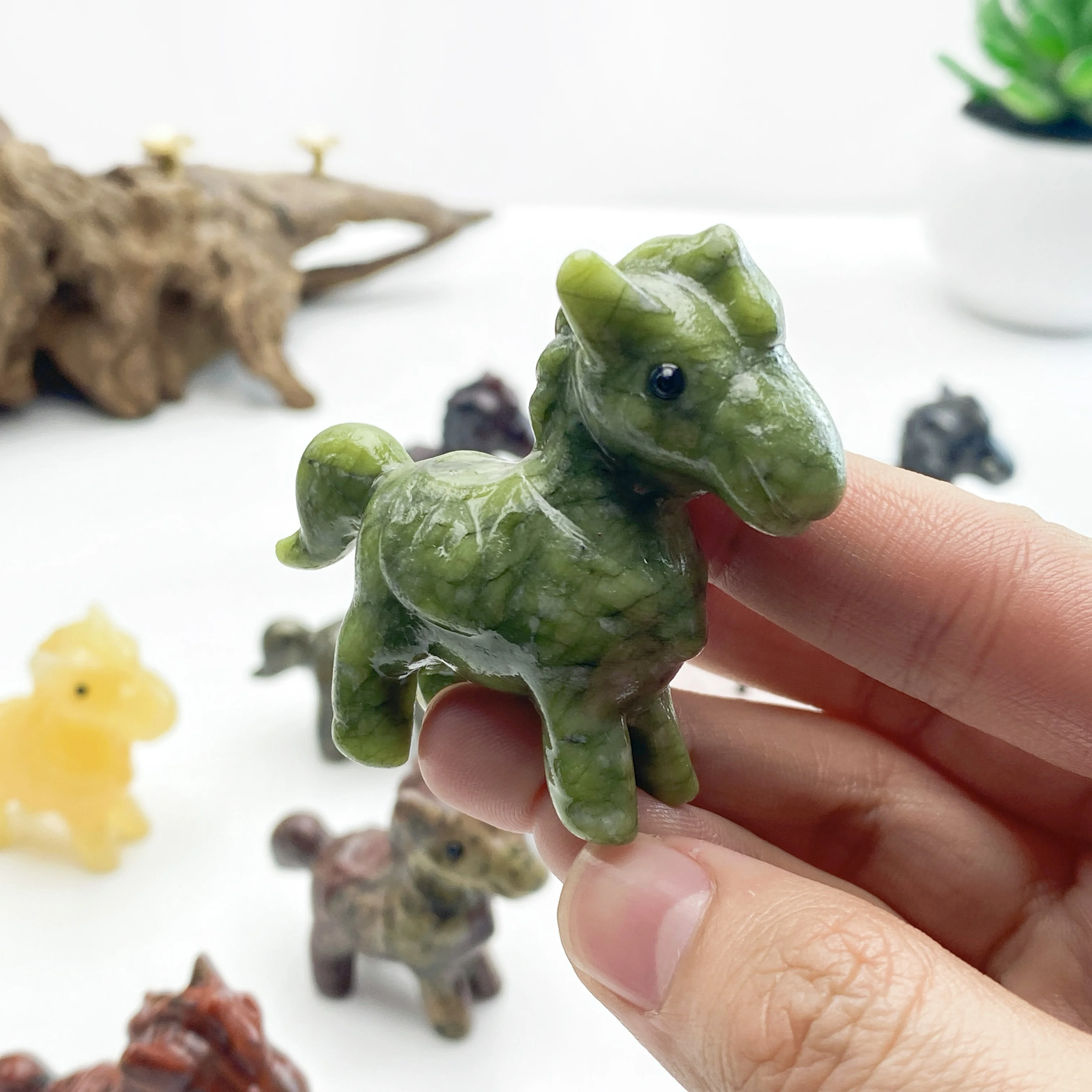 1PC Mix Material Horse Shape, Stone Collections, Excellent Gifts, Family And Friends Gift, Home Decoration, DIY Decorations, Roo - Detail 1