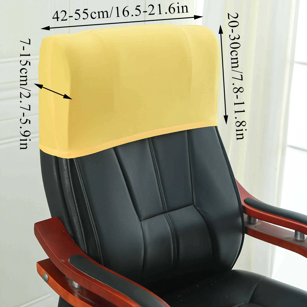 1pcs Elastic Boss Chair Head Pillowcase Office Chair Back Cover Chair Head Protection Slipcover Solid Color Offfice Seat Case