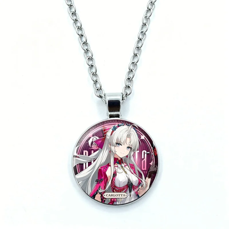 New Wuthering Waves Necklace for Women Jewelry Denia Aemeath Hiyuki Cabochon Glass Pendant Fashion Statement Crystal Necklace