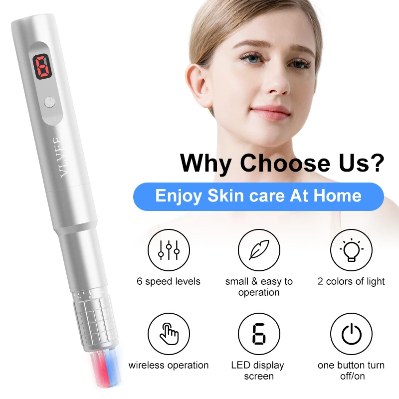 Rechargeable electric nano needle professional pen with 10 round nano pens facial skincare tools facial beauty equipment