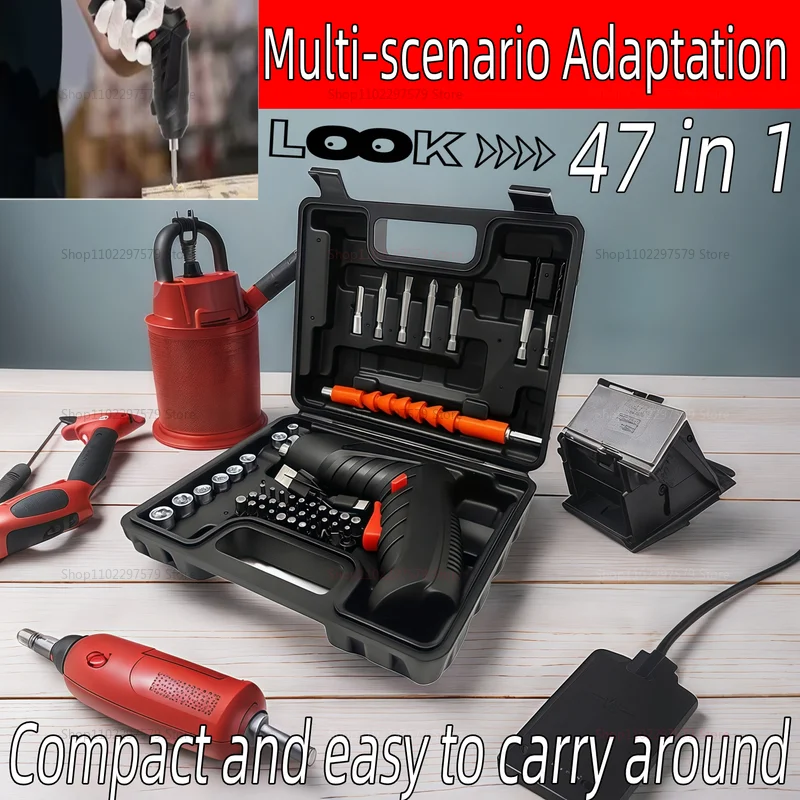 47 قطعة 3.6 فولت مجموعة مفك كهربائي لاسلكي مع بطارية 1800 مللي أمبير في الساعة أداة كهربائية محمولة للصيانة المنزلية ومشاريع ذاتية الصنع