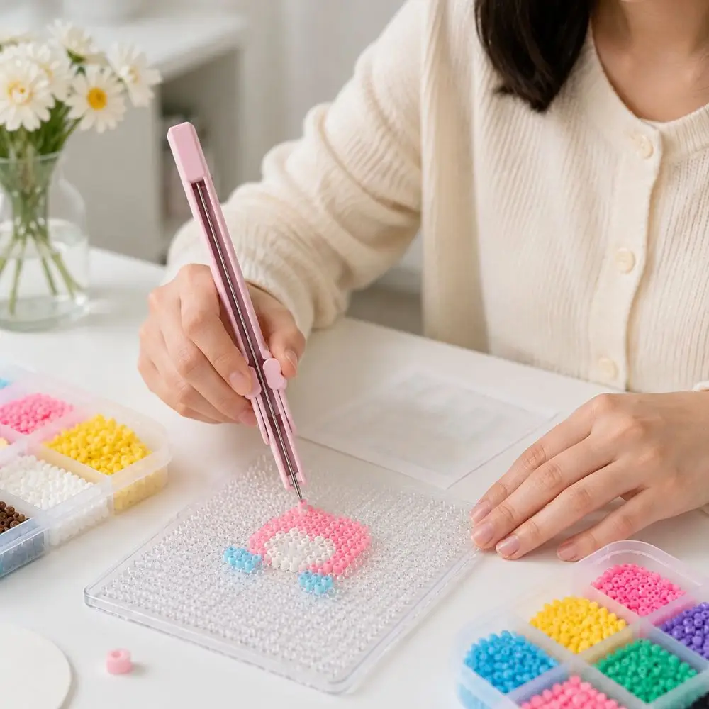 Handlicher, verstaubarer Perlenstift: Effizienter, klemmfreier Druckperlenstift mit komfortablem Griff, 2,6 mm automatischer Schmelzperlenstift für Perlenprojekte