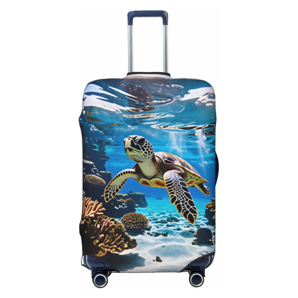 Custom Sunray Coral Reef Sea Turtle Fish Print Luggage Cover Cute Suitcase Protector Covers Suit For 18-32 inch