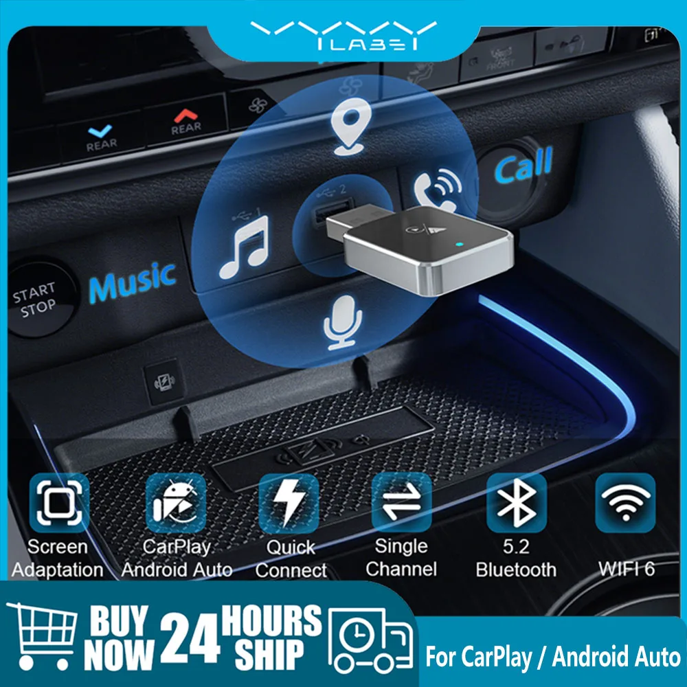 

Vyvylabs Wireless CarPlay Wired to Wireless Carplay Bluetooth 5.0 WiFi Carplay Adapter Auto Connect Car Intelligent Systems