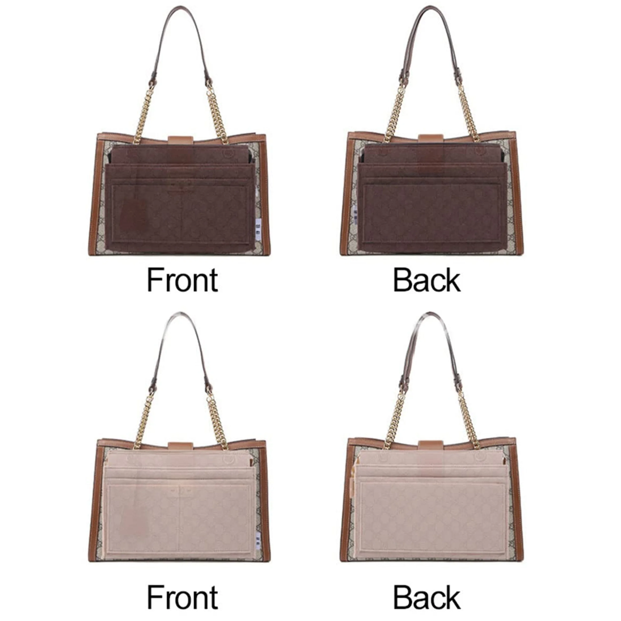 إدراج منظم المحفظة، منظم حقيبة اللباد متعدد الجيوب لحقيبة اليد ومنظم المحفظة