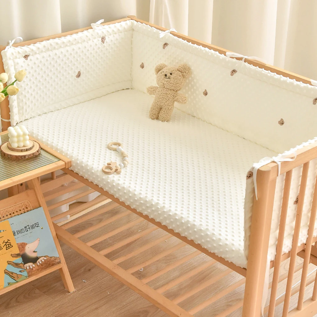 1Pcs Cotton Baby Bumper Crib Protector Korean Style Quilted Crib Fence Soft Anticollision Detachable Washable Bed Surround Fence