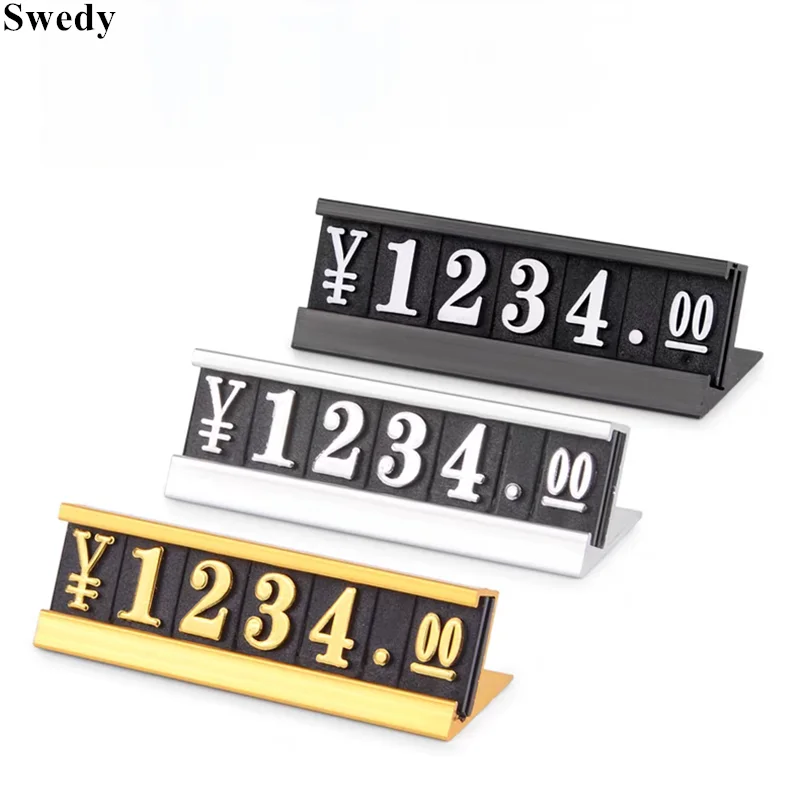 

40 Sets Aluminum Base Jewelry Watch Adjustable Number Price Cube Tags Digital Small Price Label Sign Holder Display Stand