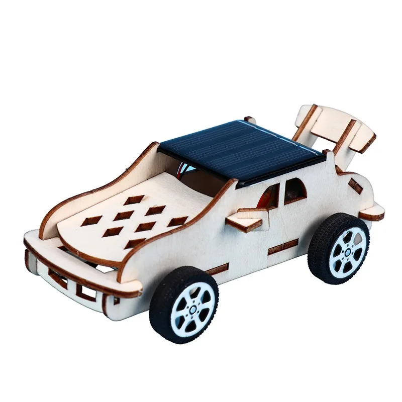 DIY Solar Powered Wooden Car Kit Toys for Kids Gift Creative Science Puzzle Inventions Fashion Outdoor Assemble Car Toy