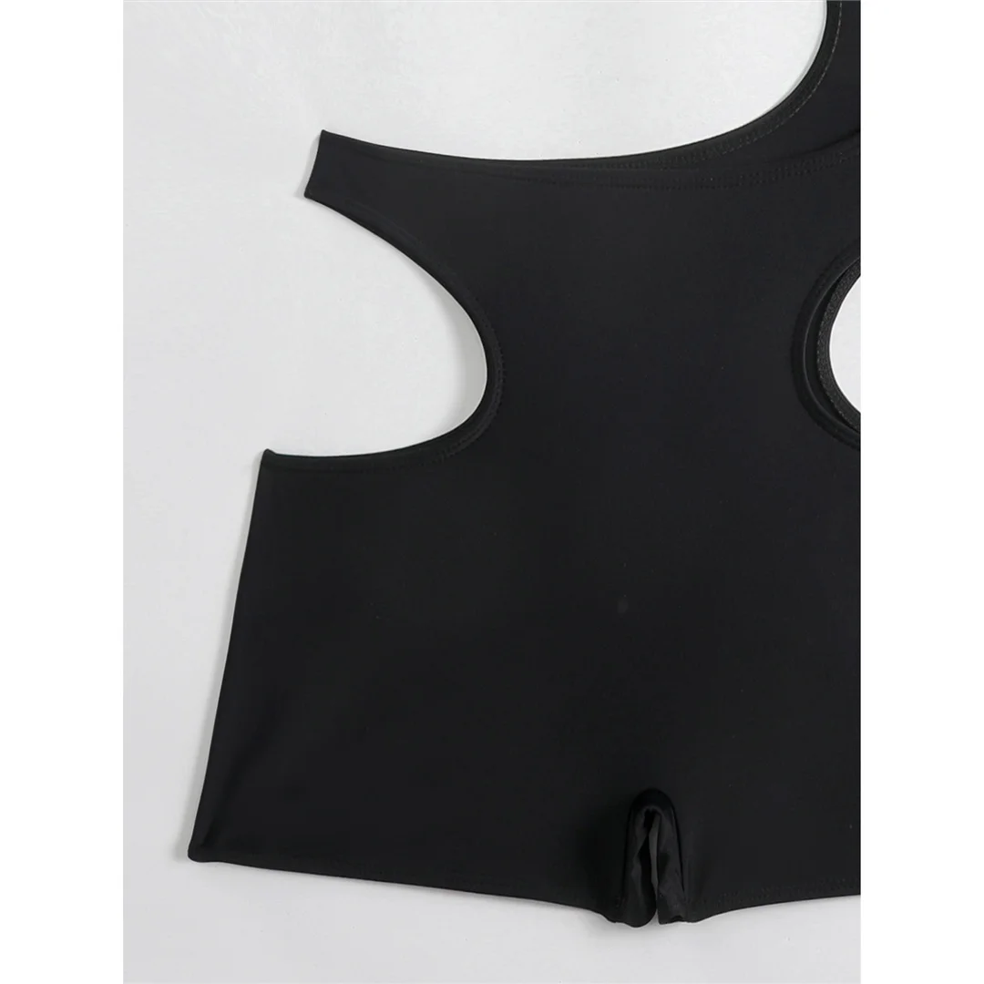 Asymmetrischer One-Shoulder-Badeanzug mit hoher Taille und Shorts, einteiliger Badeanzug für Damen, Badebekleidung mit Ausschnitten und Polsterung, Badeanzug, Modell V8044 – Detail 6