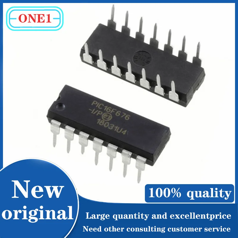 1PCS/lot New original PIC16F676-I/P 2V~5.5V 64Byte PIC 20MHz 12 FLASH 1.75KB DIP-14 Microcontroller Units (MCUs/MPUs/SOCs) ROHS