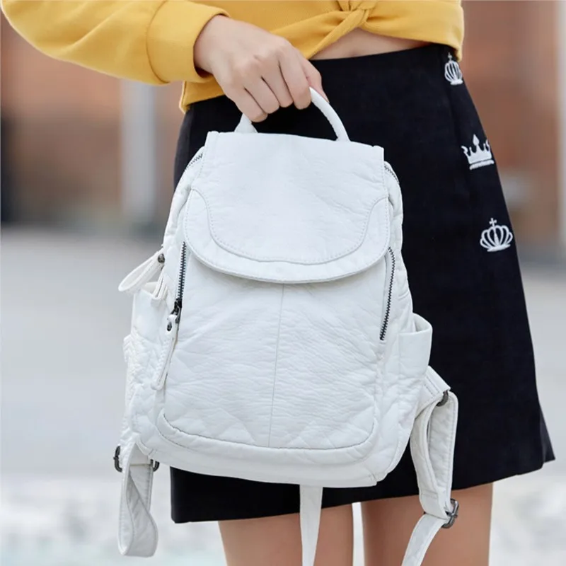 

Soft PU Leather Backpack For Women Fashion Travel Large Capacity Backpacks Female 2024 New Casual Simple College Student Bags