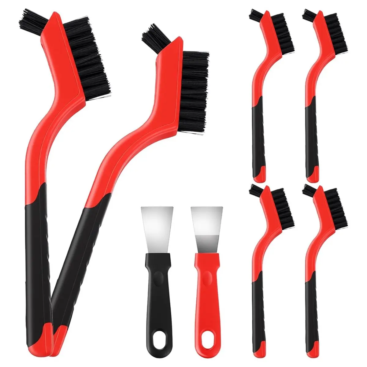 DT57 LATEST MODEL Nylon Brushes,6Pcs Non-Scratch Nylon Cleaning Brushes with Head and Two Small Shovels Car Detailing Brush Set
