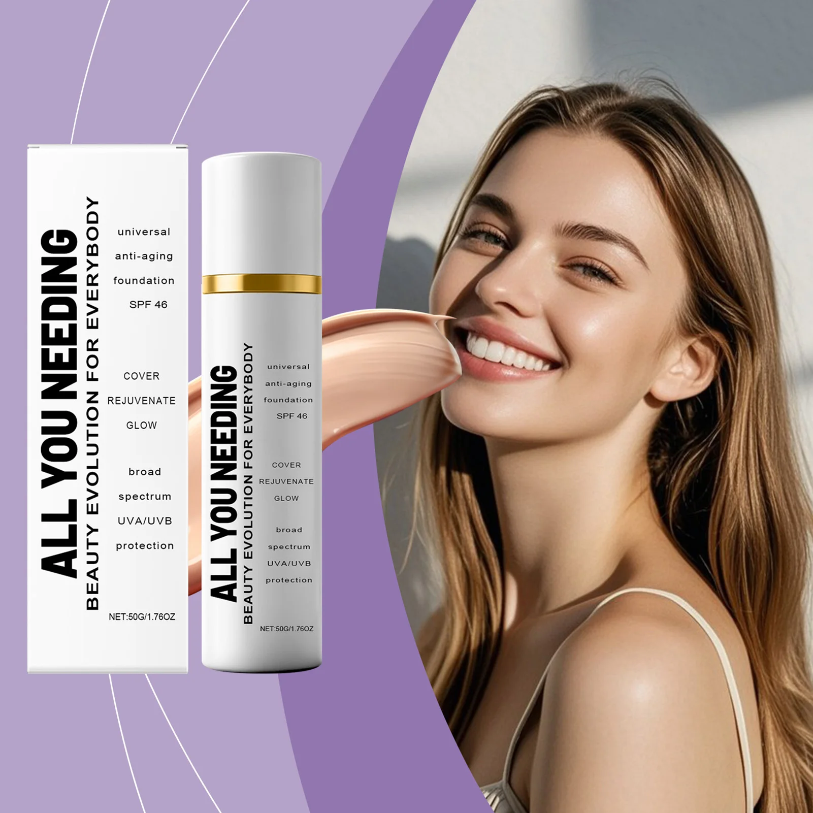 Skin-Nourishing-Foundation Long-lasting Hydration Antioxidant Lightweight & Breathable, Zero-Burden Feel Outdoor Sports